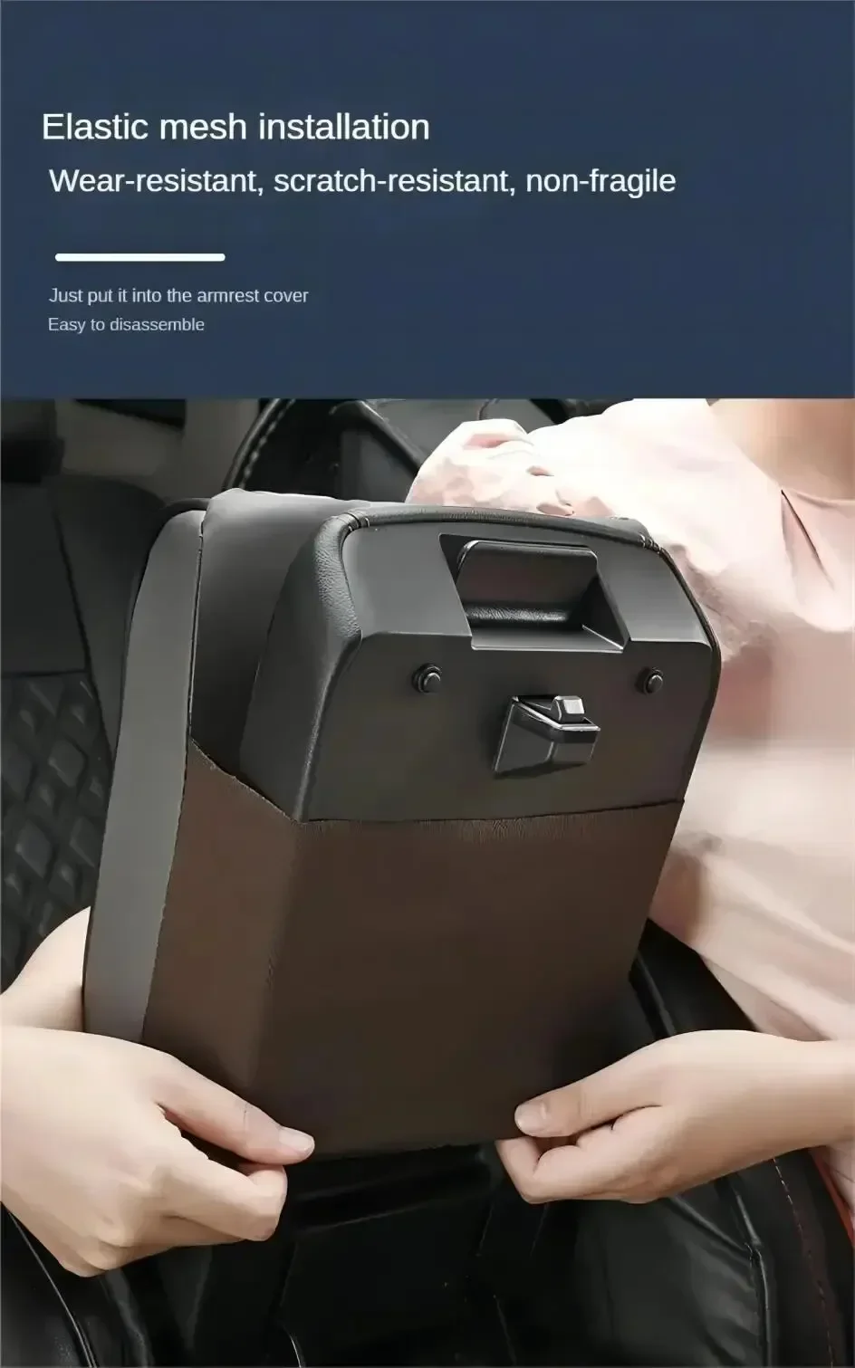 PU-Leder Auto-Armlehnenauflage Mehrfarbige Mittelkonsolen-Abdeckung mit Wellenmuster Bestickte Auto-Sitzbox-Schutzkissen Handstützen – Detail 6
