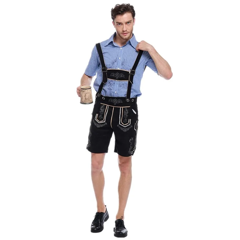Halloween Deutschland Herren Oktoberfest Bierkostüm Bayerisches Traditionelles Festival Deluxe Cosplay Karneval Party Lederhosen Shorts – Detail 3