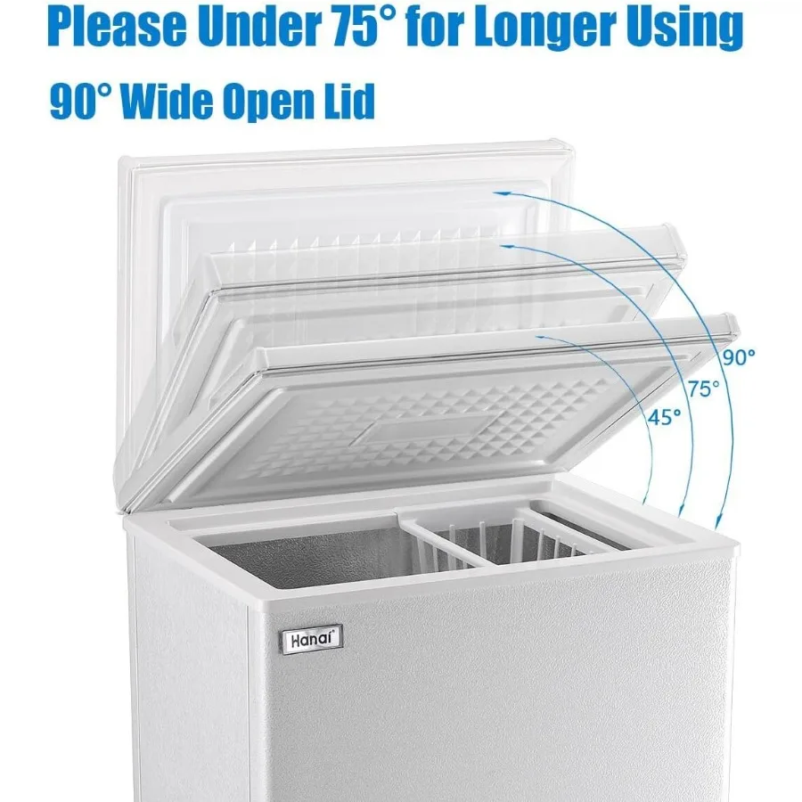WANAI فريزر الصدر 3.5 قدم مكعب مجمدات عميقة صغيرة صغيرة مع ترموستات قابل للتعديل علوي مفتوح الباب ضاغط التبريد #6