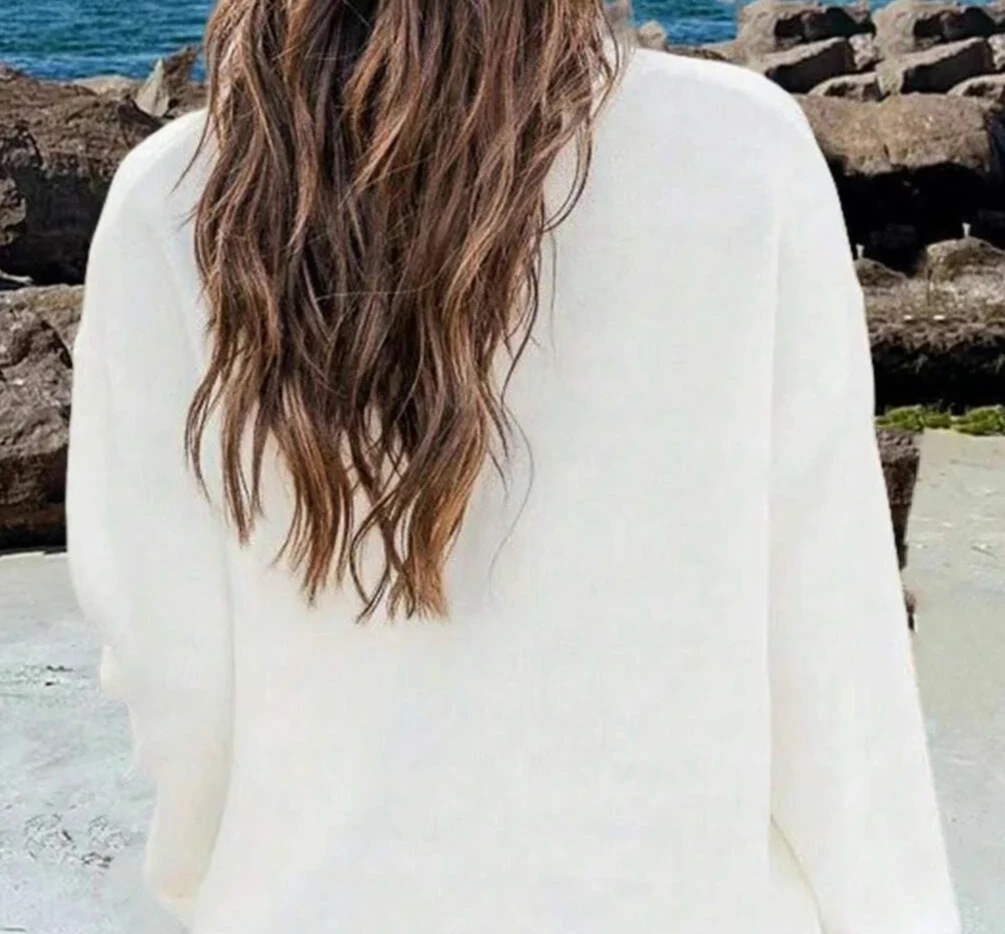 الخريف الشتاء الدافئة محبوك القمم المرأة سترة لاعبا الأبيض لينة العلم نمط عادية فضفاض كم طويل البلوز البلوزات #2