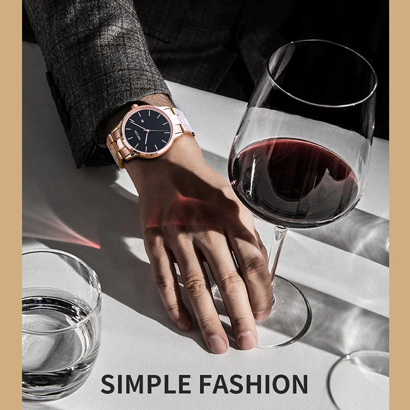 MEGIR-reloj de cuarzo con correa de acero inoxidable para hombre, cronógrafo de pulsera, resistente al agua, sencillo, informal, a la moda