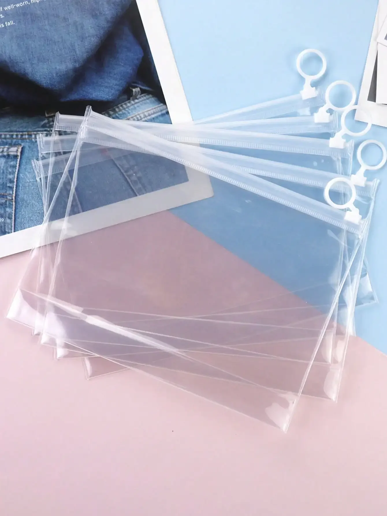 20pcs Frosted Waterproof Pull Tab Storage Bag Portable Transparent Zippered Travel Multifunctional Packaging Bag