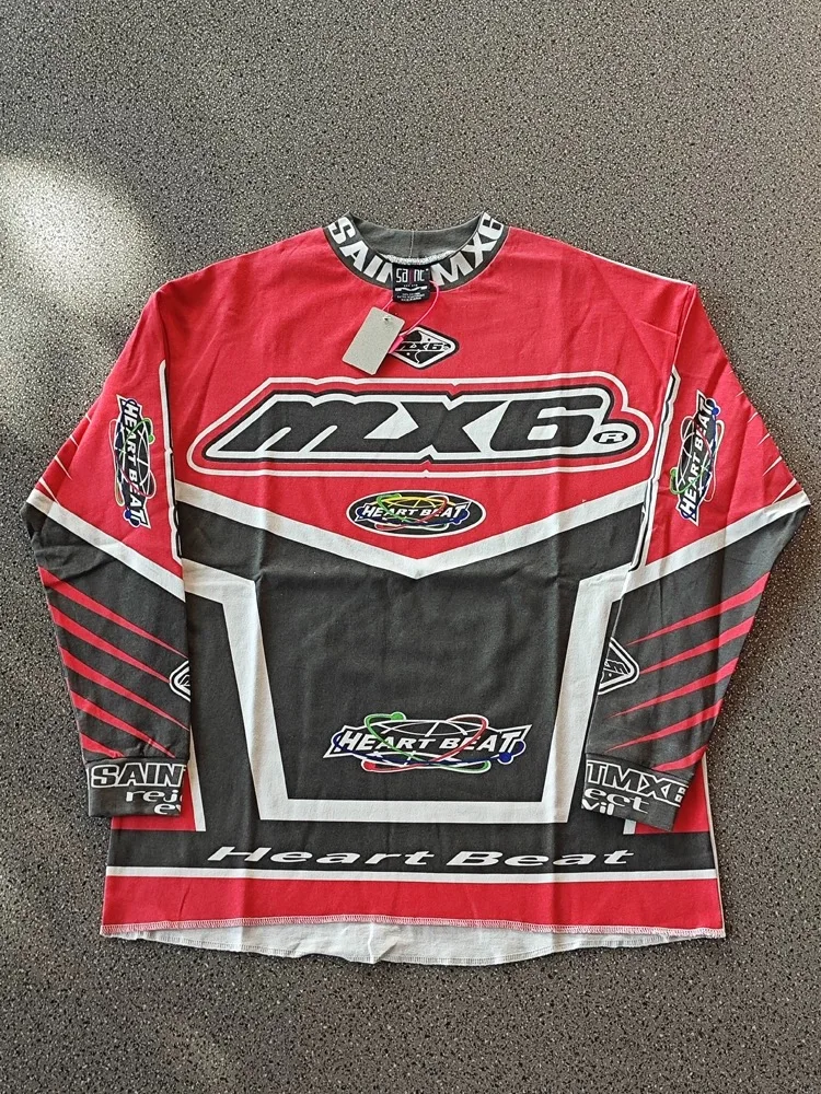 

Футболки SAINT Racing MICHAEL 2025 года, винтажные футболки с длинными рукавами и принтом для гонок