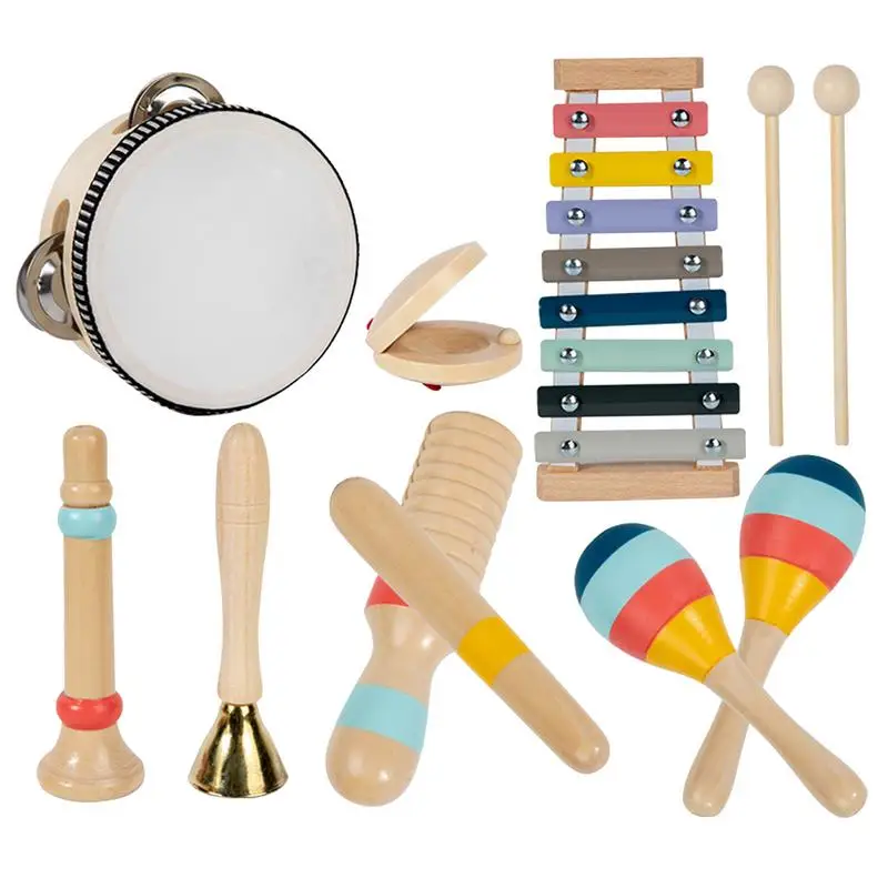 Houten instrument percussie vroege onderwijs muziekset handpercussie-instrument houten speelgoed voor peuterjongens vroeg leren