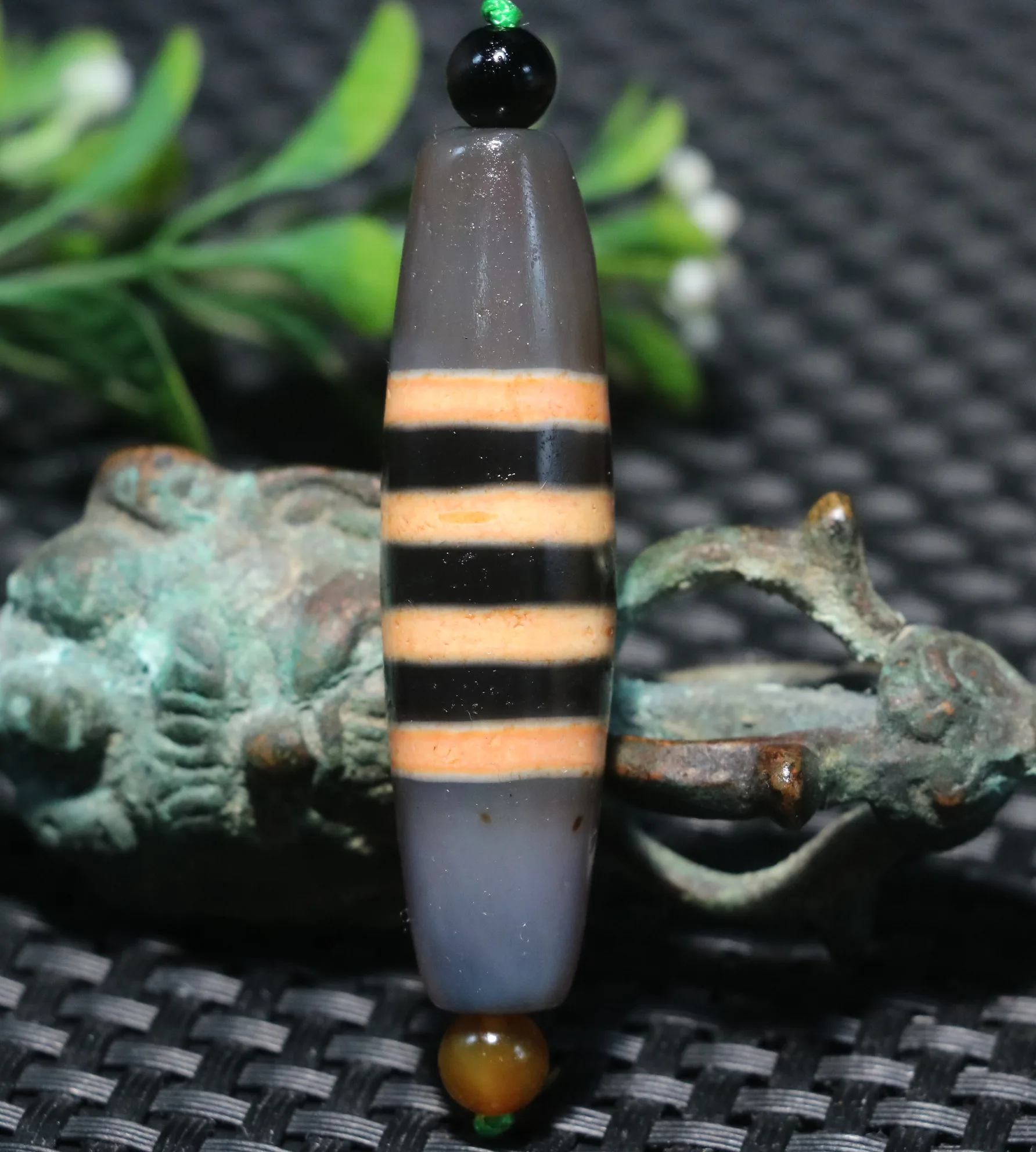 5A Magic Energy Tibetan Old Agate 4 Stripes Healer Medicine DZi Bead Pendant Amulet Timestown Treasure Jewelry UPD231228a1