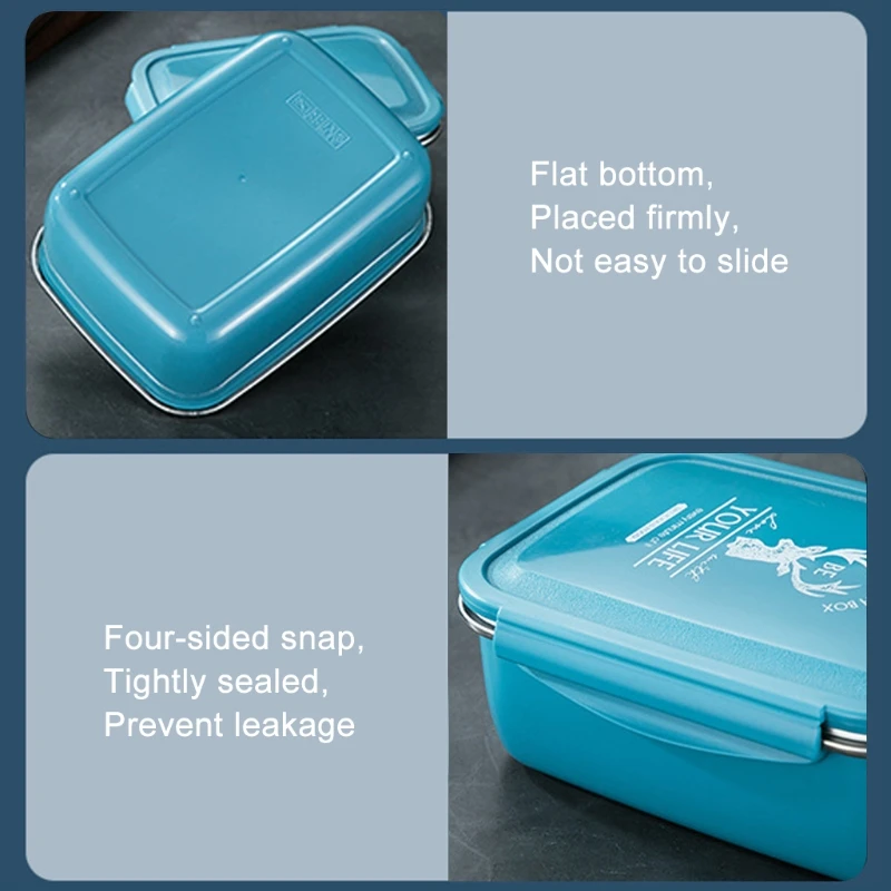 Mittagessen Boxen Edelstahl Kinder Lunch Box mit Fächer Bento Boxen Erwachsene Metall Frühstück Box Kindergarten Schule B03E – Detail 4
