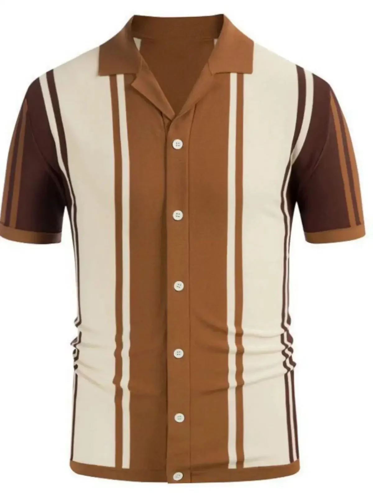 

Striped Colorful Shirt Fashion Casual Outdoor Designer Street Party Men's High Quality Button T-shirt Short Sleeve Shirt