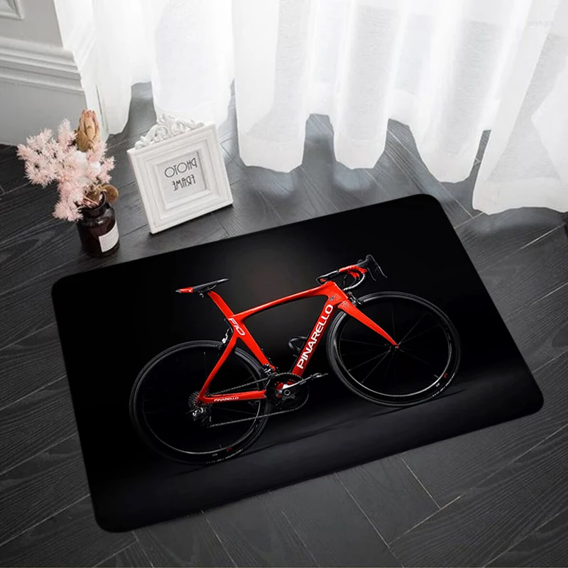 Bike Entrance Doormats Pinarello Non-slip Bedroom Mat Hallway Carpet Bicycle Floor Mat Flannel Living Room Decor Bathroom Rugs