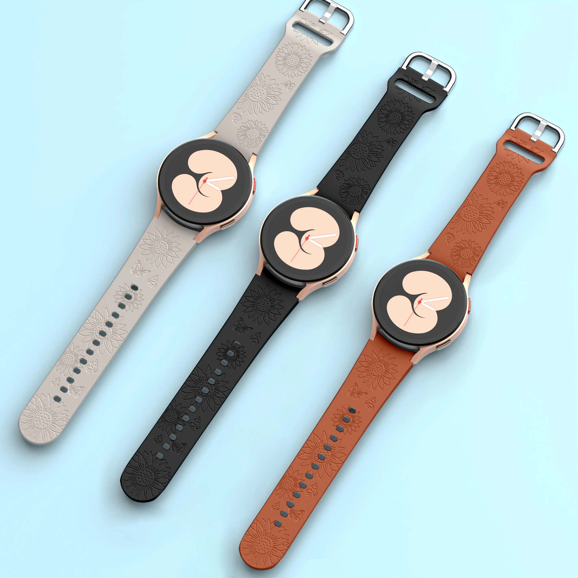 Bracelet en silicone gravé Boho pour femme, bande décorative, compatible avec Samsung Galaxy Watch 6 5 4 Classic, 43mm