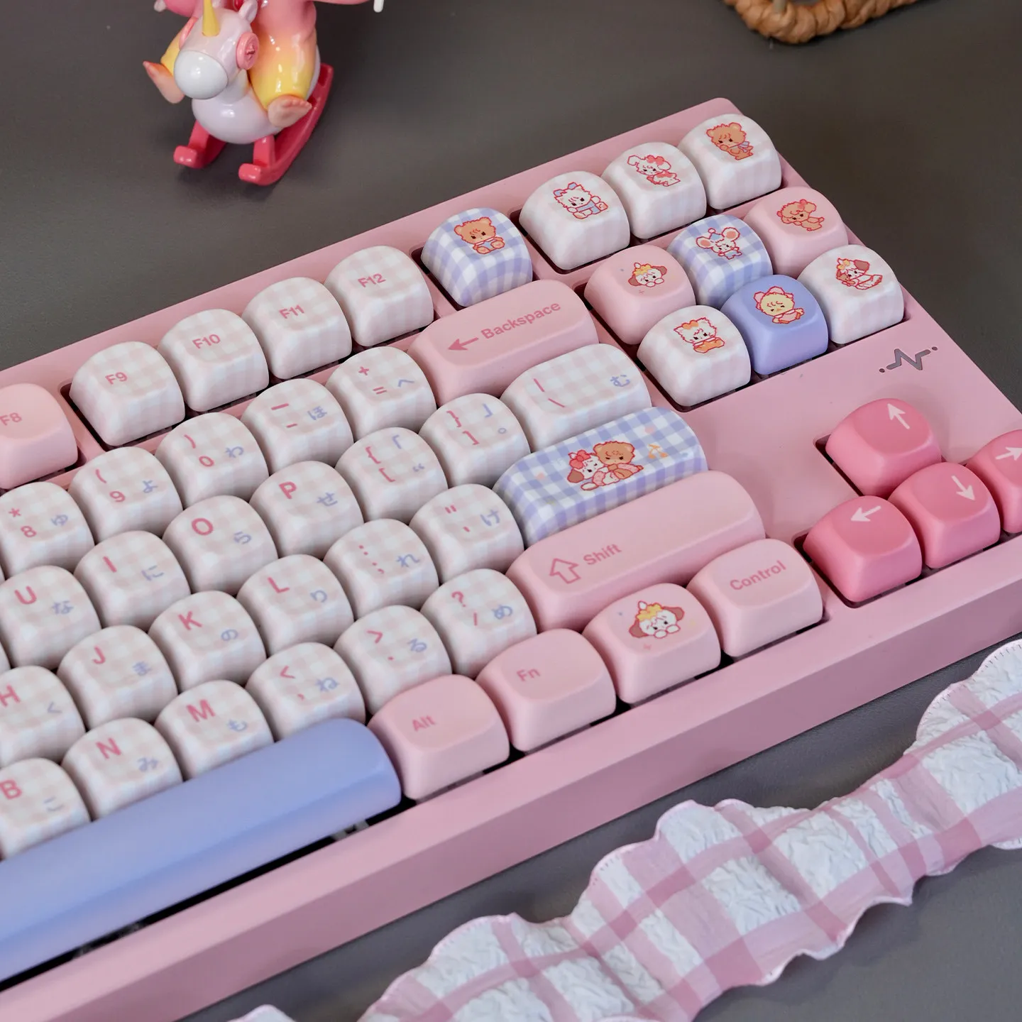URE Pink Cute Bear Keycaps Dye-Sub MOA profile PBT Keycaps Japanese Layout keycap Sets For MX Cherry Mechancial keyboard