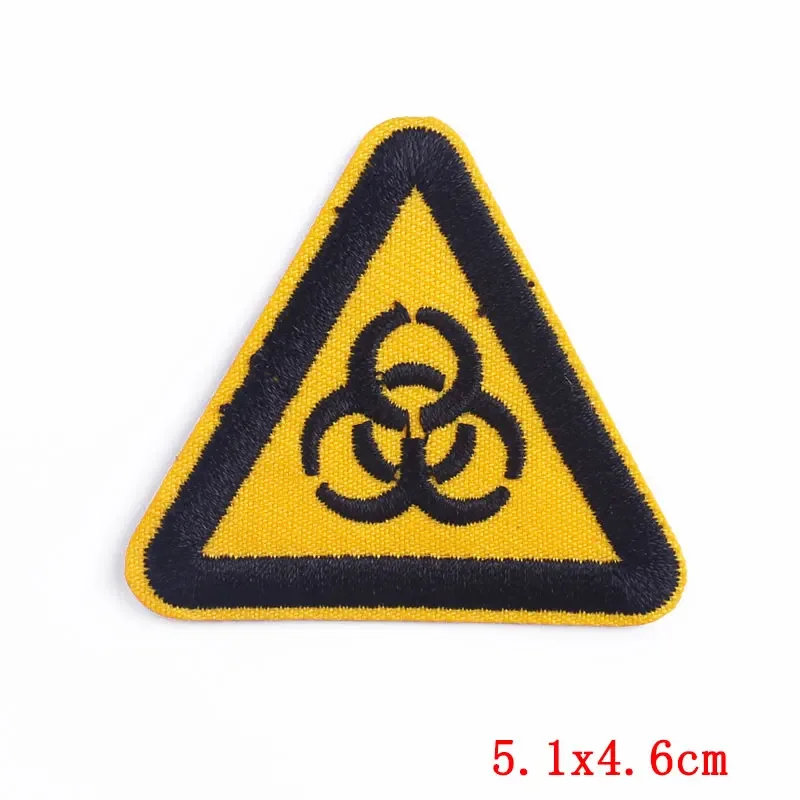 Traffic Signs Patches On Clothes Warning Signs Iron On Embroidered Patches For Clothing Dangerous Fragile Triangles Stripe Badge