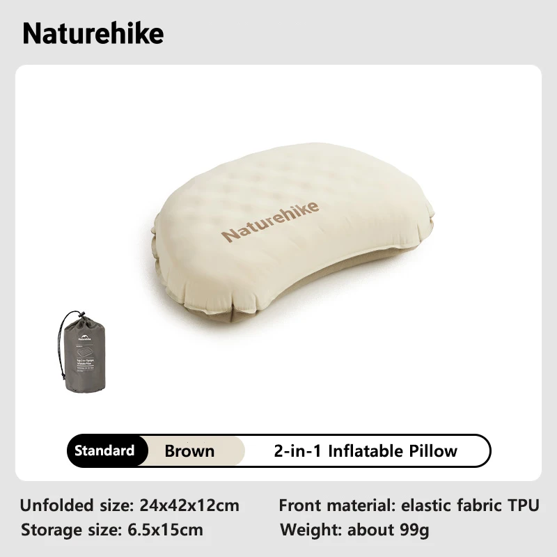 Naturehike 2-in-1 Camping aufblasbares Kissen, tragbar, wasserdicht, verstellbar, Lendenwirbelsäule, Nackenkissen, bequemes Outdoor-Reisekissen
