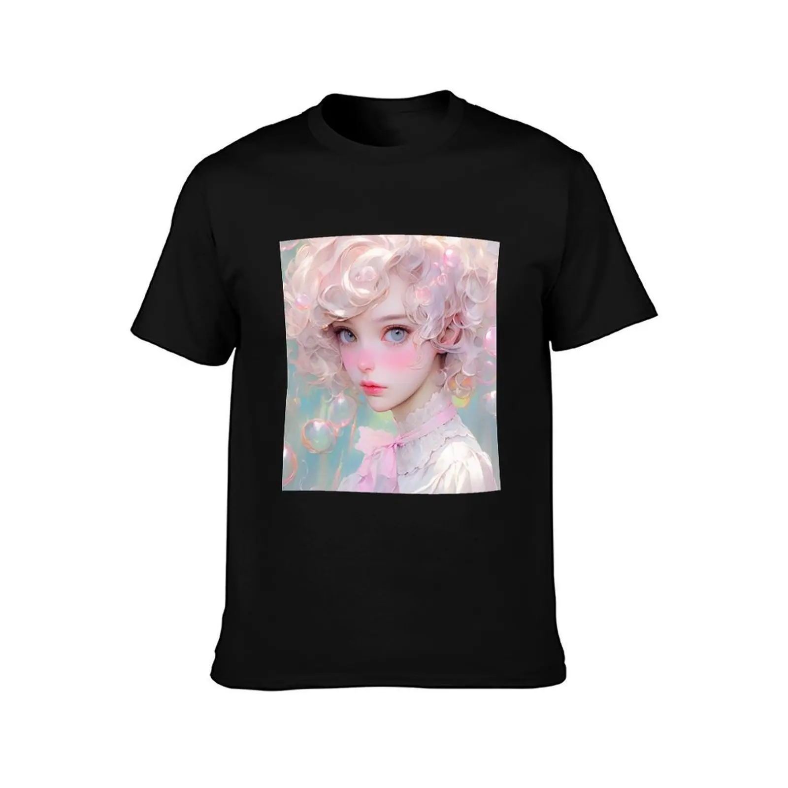 Enchanting Delicate Pastel Anime Girl T-Shirt Casual Pattern Print Tee Shirt T-Shirt