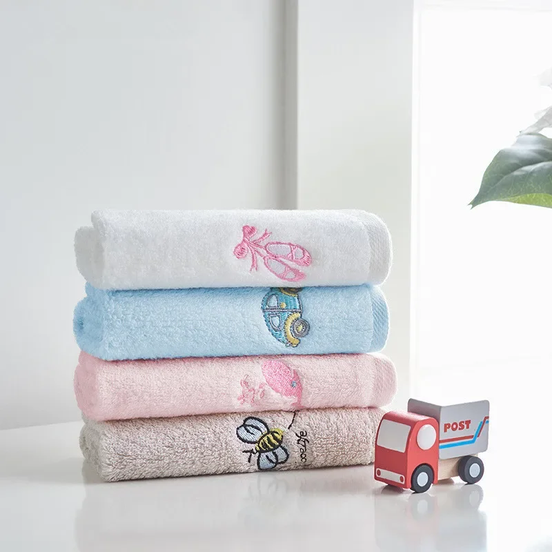 

1Pc 30x30cm Square 100% Cotton Cartoon Animal Embroidered Water Absorbent Soft Bathroom Children Hand Face Towel