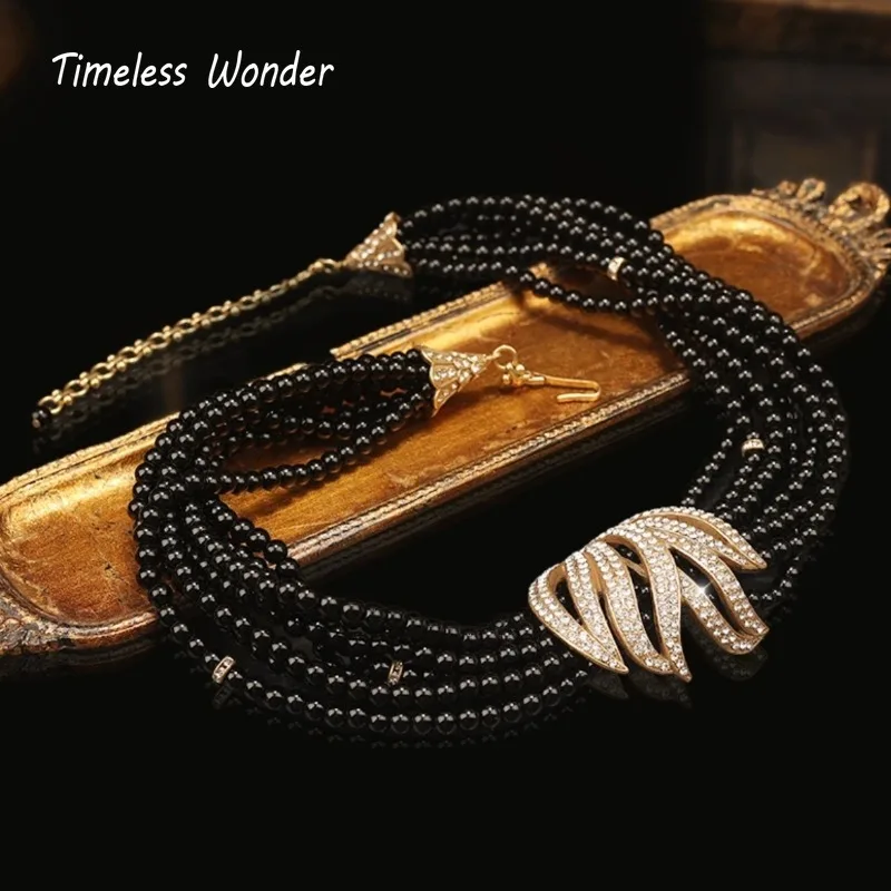 Timeless Wonder Retro Zircon Geo Beaded Statement Necklaces for Women Designer Jewelry Runway Top Trendy Rare Gift 3629