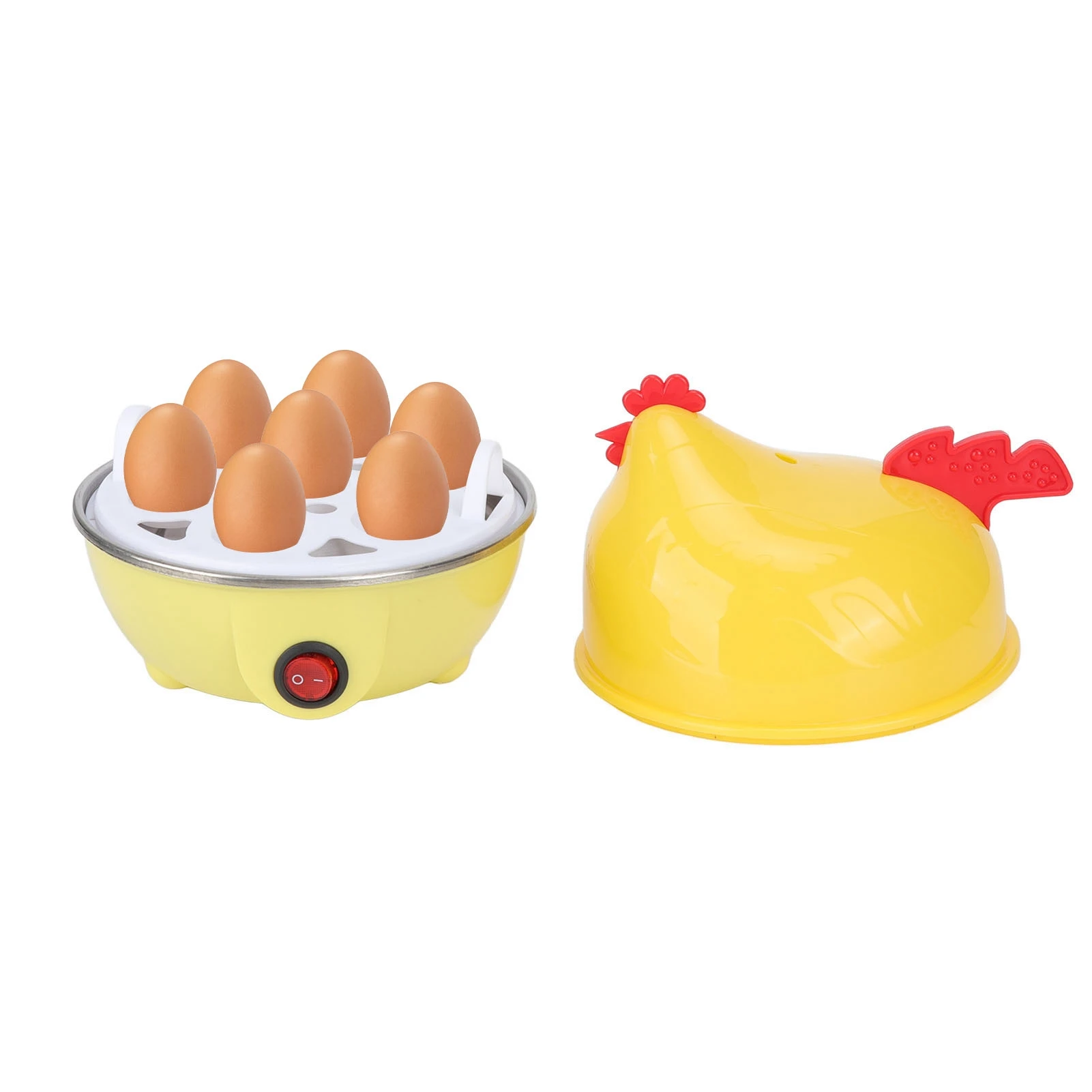 7 Egg Capacity Electric Egg Cooker Multifunction Chicken Shape Rapid Egg Boiler Automatic Shut Off Mini Breakfast Machine