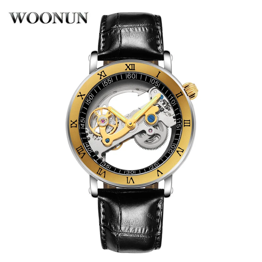 Fashion Design Hollow Transparent Watches Men Roma Case Automatic Mechanical Wristwatches MenTourbillon Watches Reloj Hombre