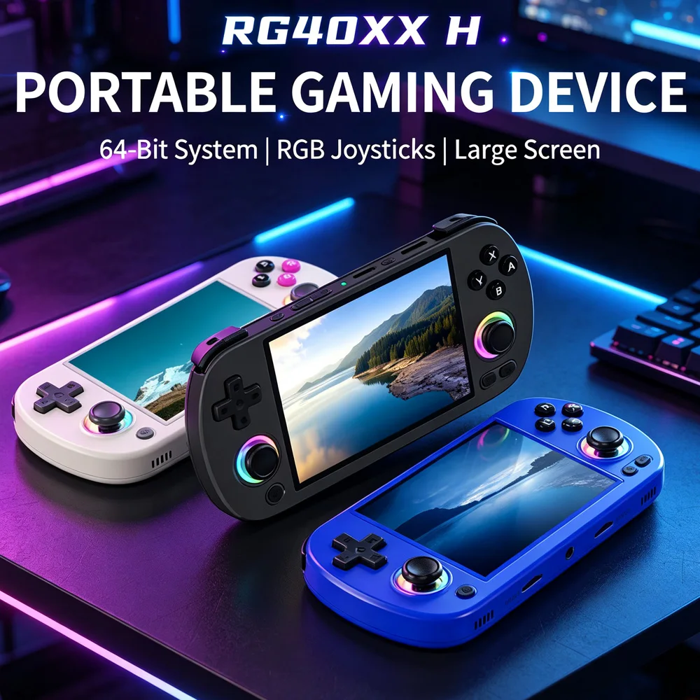 RG40XX H Handheld Game Console With Games 4.0-in 640*480 IPS Screen 3200m 64 Bit System With RGB Light Built in 5K+Games RG40XXH