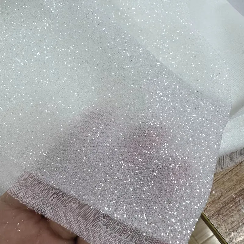 

80 Mesh Nylon Tulle Fabric Stiff Densely Glitter & glimmer lace fabric for Wedding Dress Hem Decoration Accessory Sparkle Fabric