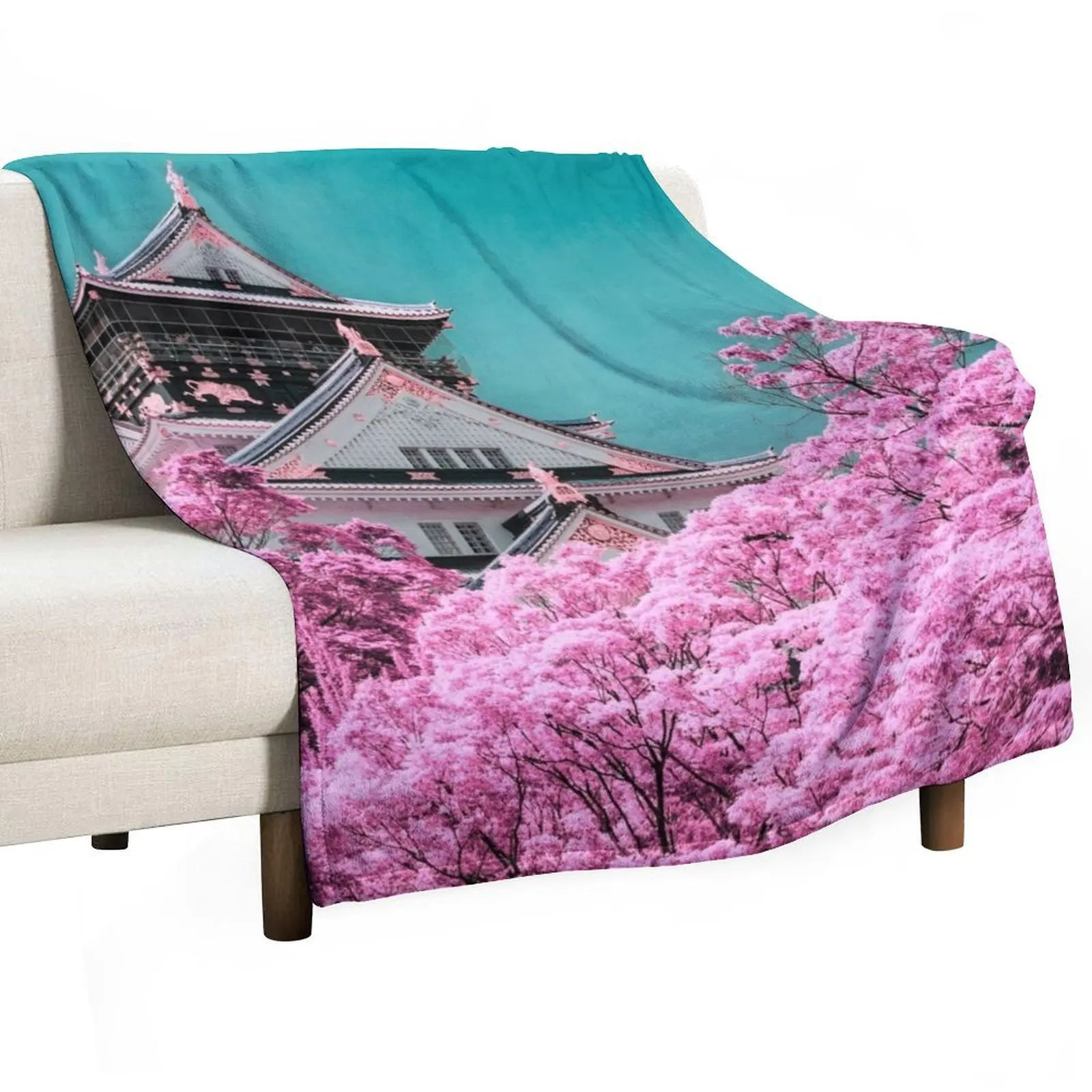 Infa Red - Osaka Castle Throw Blanket Weighted Loose Beach Decorative Sofas Blankets