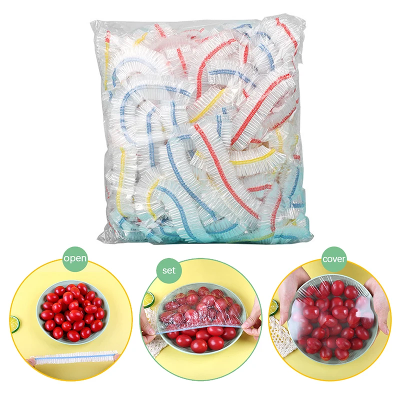 Disposable Cling Film Cover For Fruits And Vegetables PE Elastic Sealing Cover Material Kitchen Food Fresh Keeping Bags