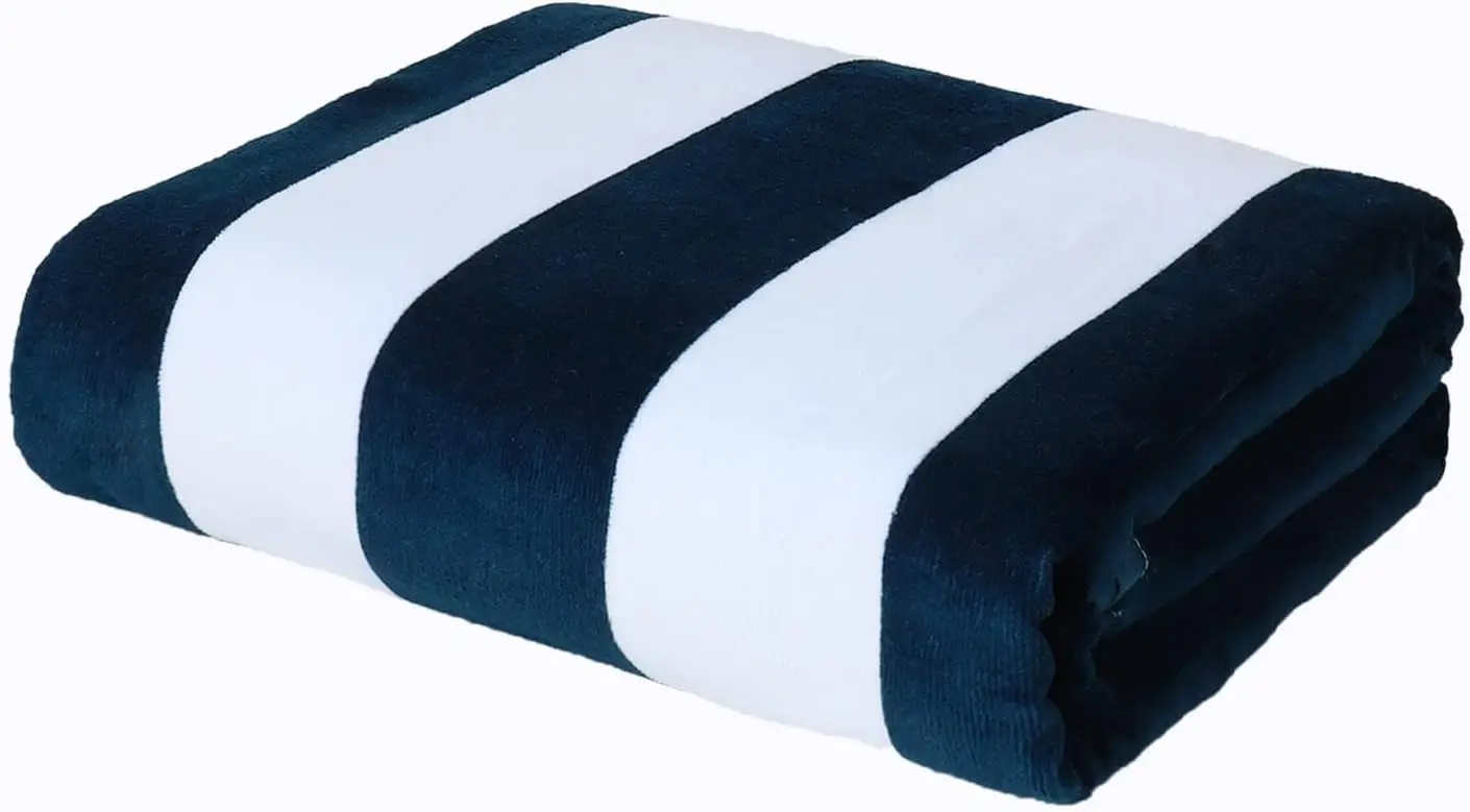 100% Cotton Pool Beach Towel, Large Cabana Stripe Towel | 30x60 Inches, Thick, Super Absorbent Swim Bath Travel Towel, Soft, Plu