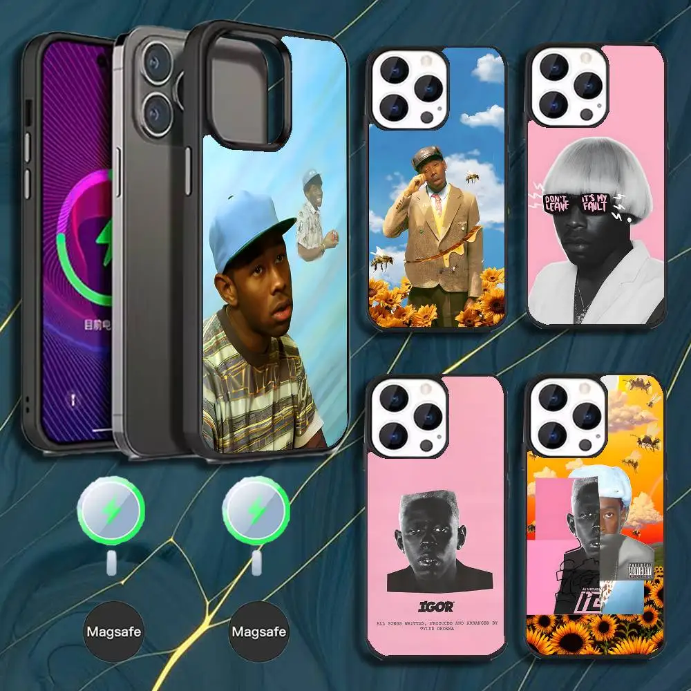 

Чехол для телефона T-Tylers The Creator Rapper для iPhone 16,15,14,13,12,11, Pro, Max, Plus, Mini, Magsafe, Магнитный чехол для беспроводной зарядки