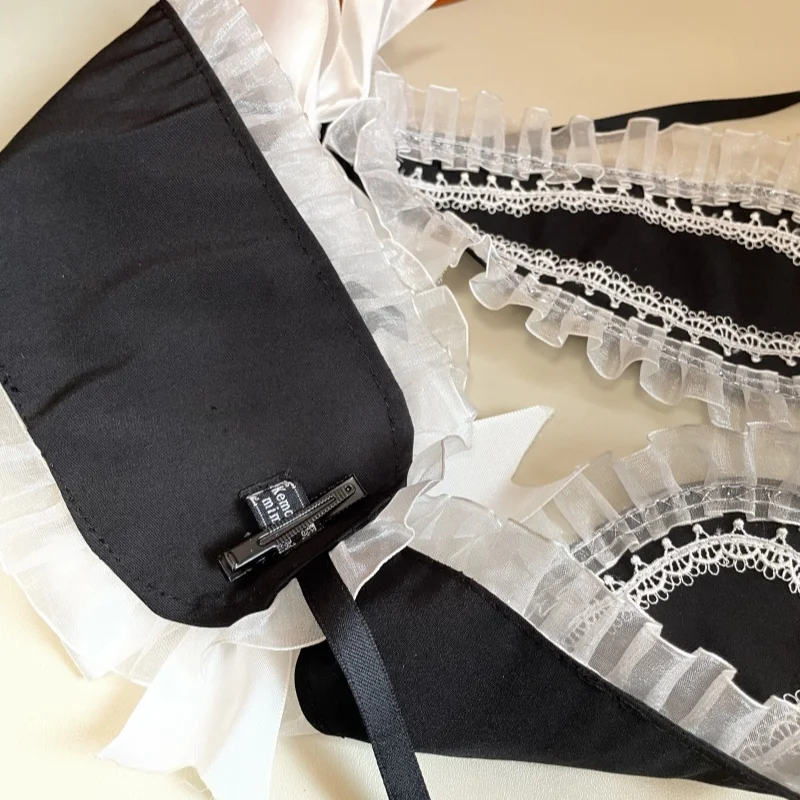 2025 뉴 다크 레이스 보우 토끼 헤어 밴드 로리타 메이드 하라주쿠 고딕 헤어 클립 Y2K 스위트 소녀 헤어 액세서리