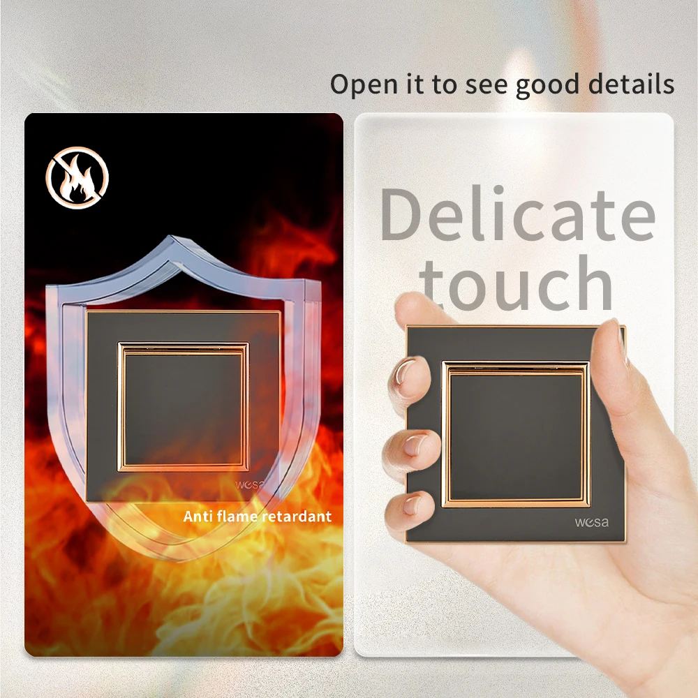 أسود كلاسيكي 250 فولت 16A التيار المتناوب زر مفتاح الإضاءة لوحة أكريليك لهب الجدار الروك التبديل الاتحاد الأوروبي القياسية تشغيل/إيقاف 1 عصابة 1 طريقة #4