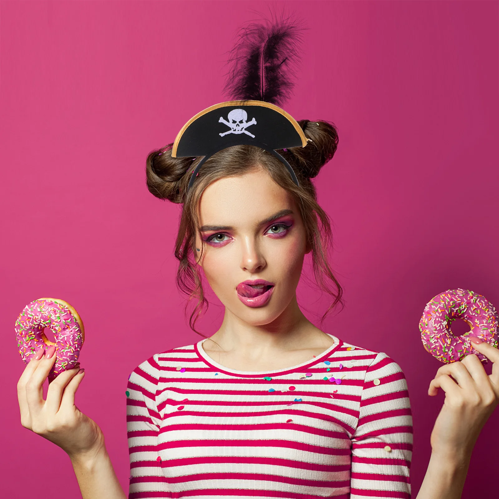 

1pcs Elastic Hat Halloween Accessory Captain Headwear Dress Up Role Play Party Hat Universal Size Unique Design Spooky Party