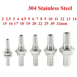 High Pressure 2 2.5 3 4 5 6 7 8 9 10 11 12 13 14 15 16 17 18 19 20 22 25 30 32mm Hose Barb Bulkhead 304 Stainless Pipe Fitting