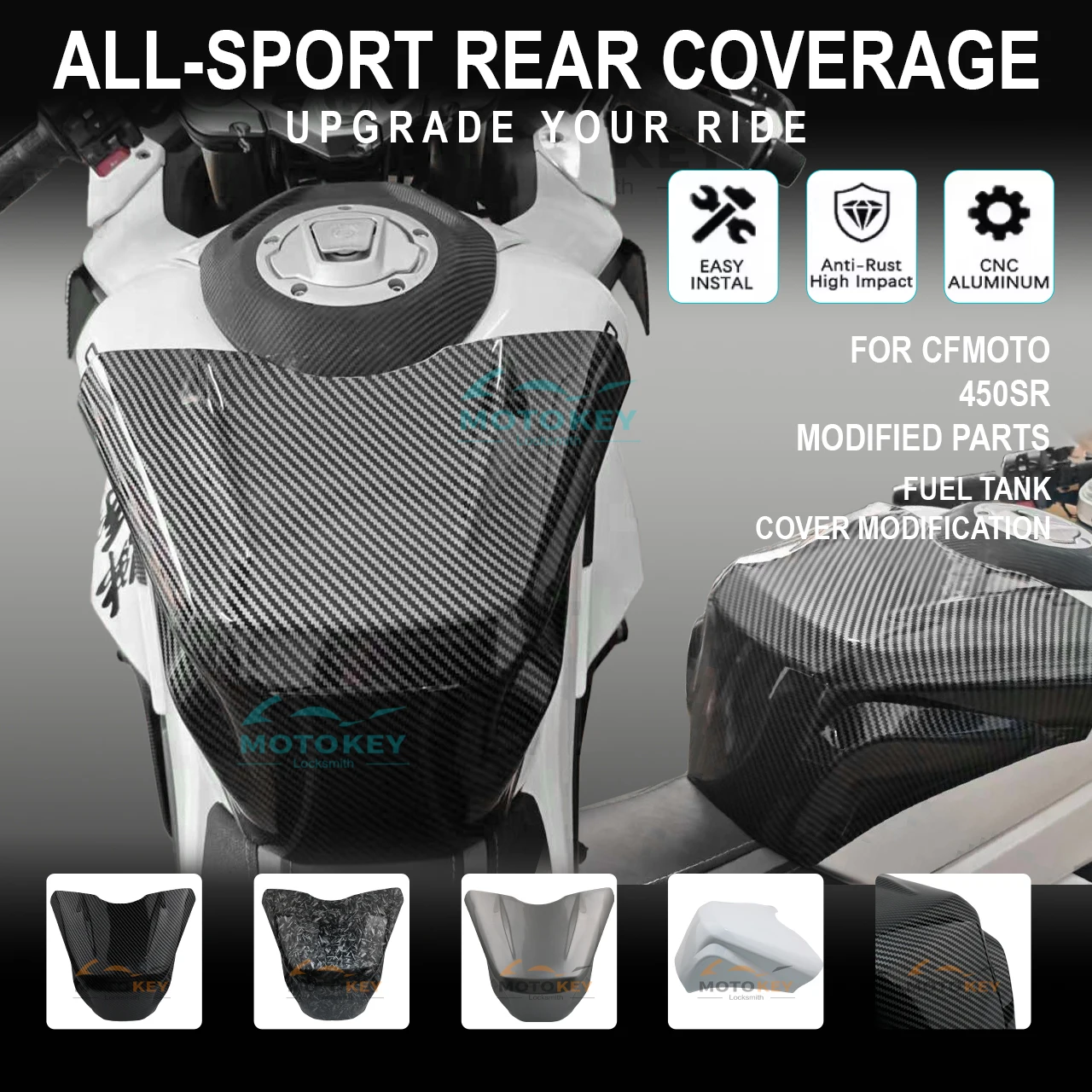 

Мотоциклетная крышка топливного бензобака из углеродного волокна, защита, подходит для CFMOTO 450SR 450 sr