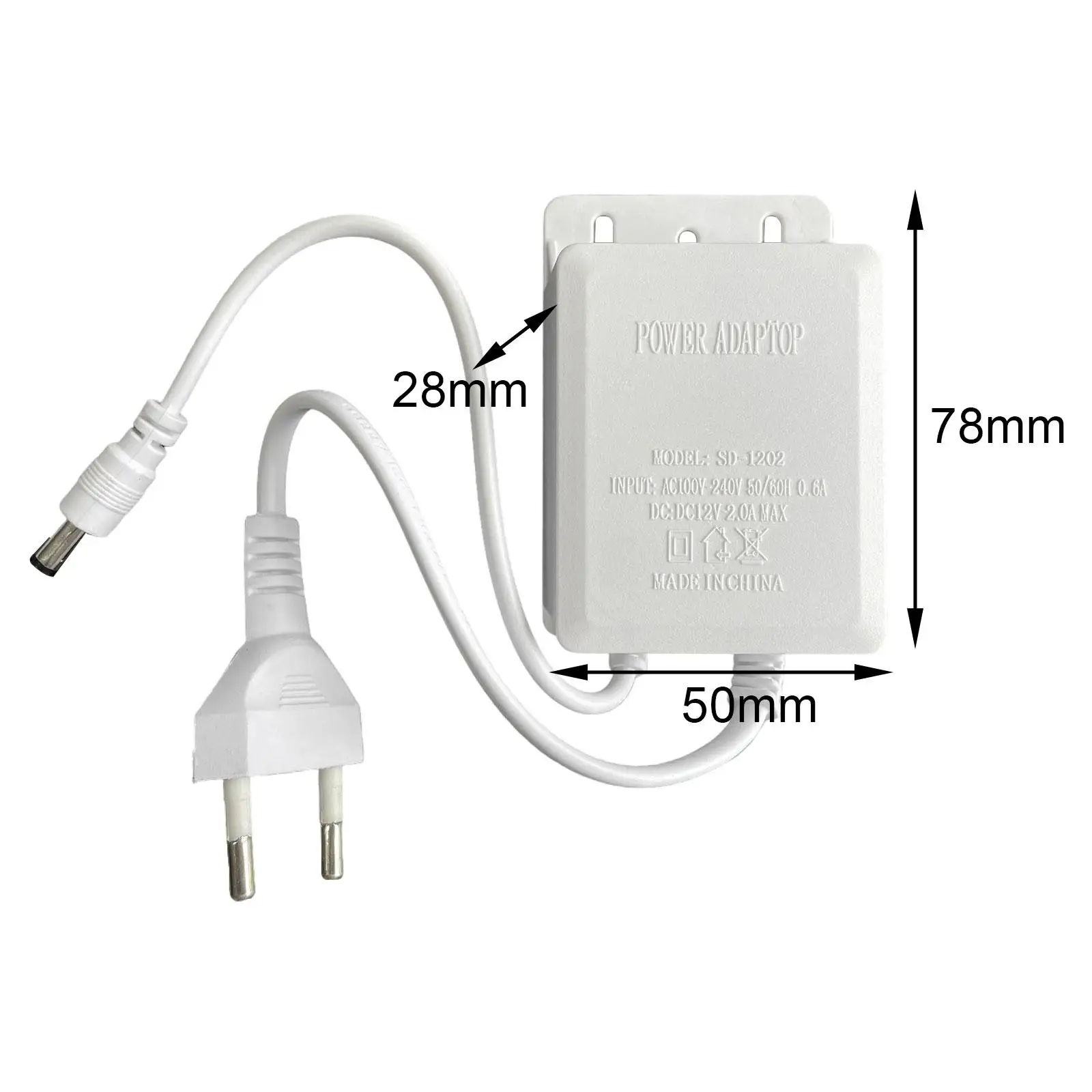 Adaptador AC Carregador para LED Strip Lights, Carregador Multipurpose, DC12V Transformer, Câmera CCTV, Câmeras de segurança, Switch Router, Resistente, 12V, 2A