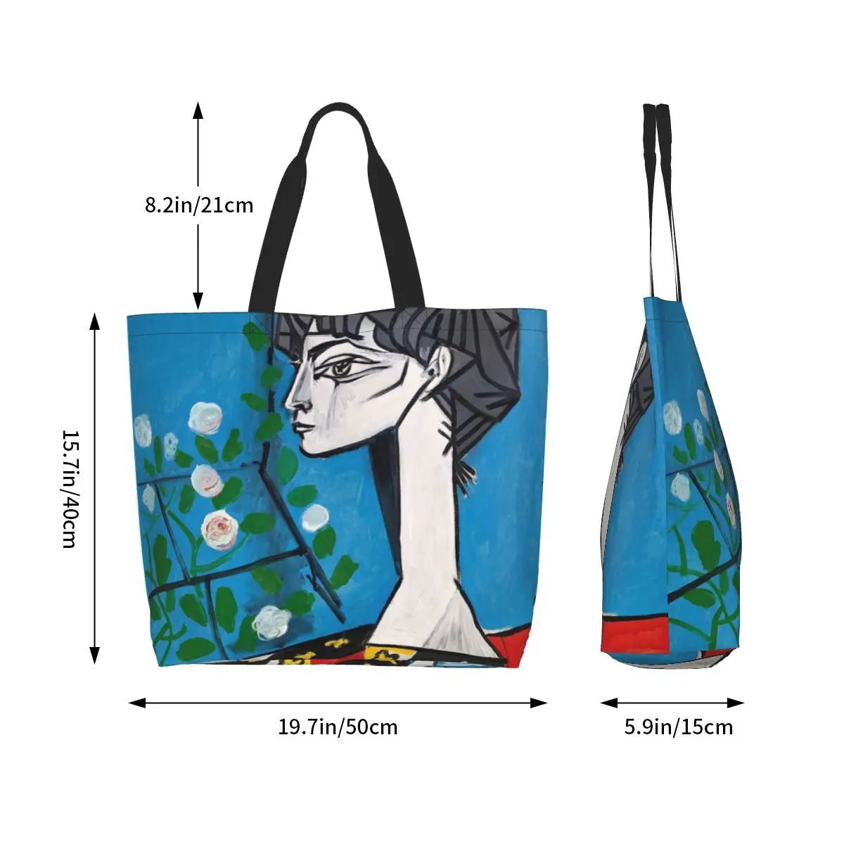 Custom Pablo Picasso Shopping Canvas Bags Women Recycling large Capacity generi alimentari Jacqueline con fiori Tote Shopper Bags