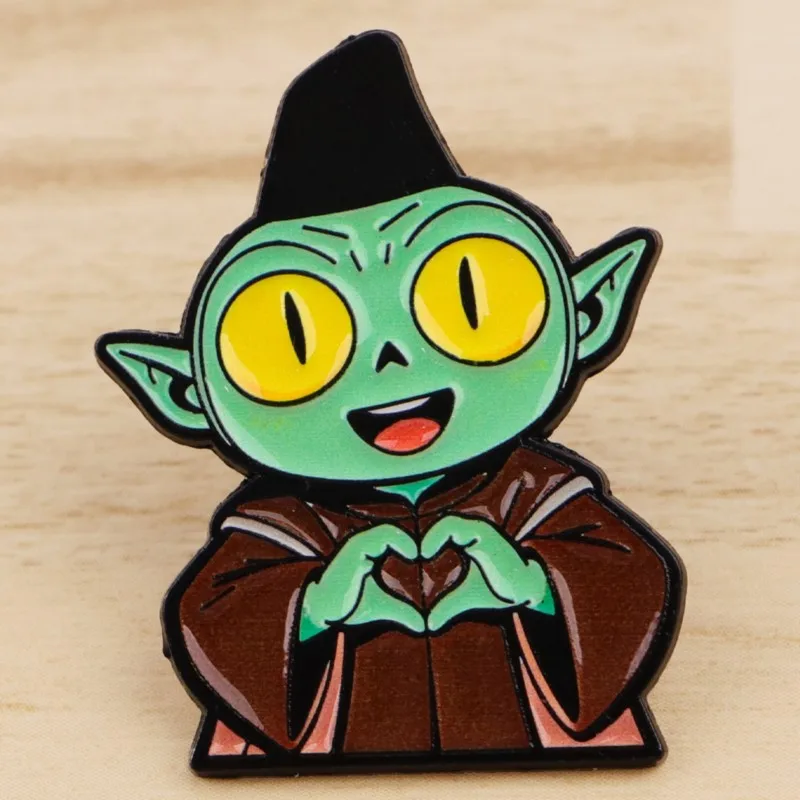 Cute Wolf Ear Fantasy Character Heart Gesture Enamel Pins Anime Figure Lapel Brooch Backpack Hat Clothes Daily Outfit Decor view 5