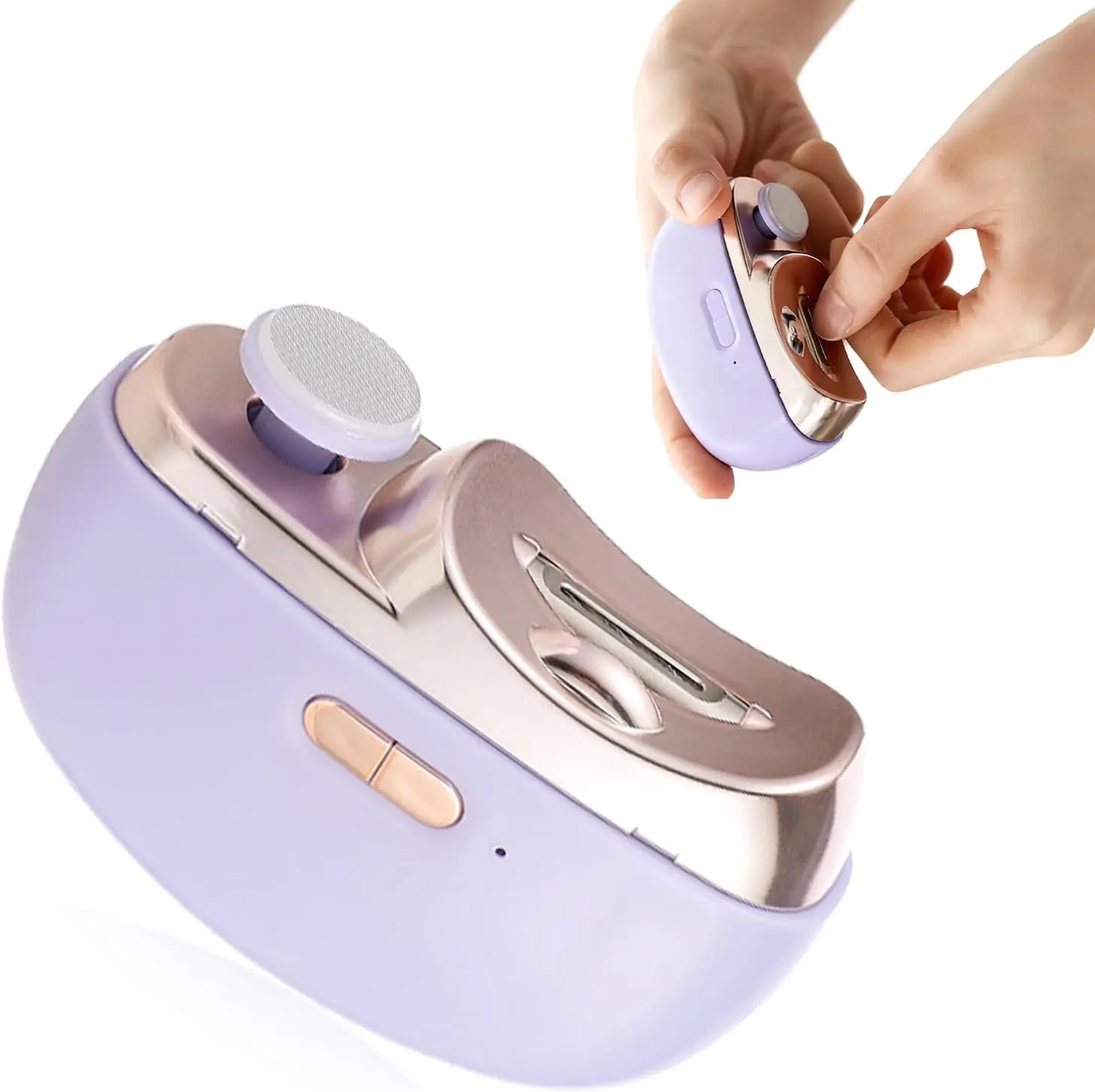 

Electric Nail Clipper 2-in-1 for Seniors, Adults & Baby, 2-Speed, LED Light, USB Rechargeable (Purple)