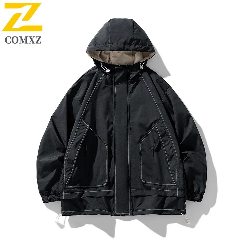 

2025 Harajuku Jacket Men Trekking Lightweight Windproof Waterproof Windbreaker Coat Mens Autumn Adventure Work Hooded Jackets