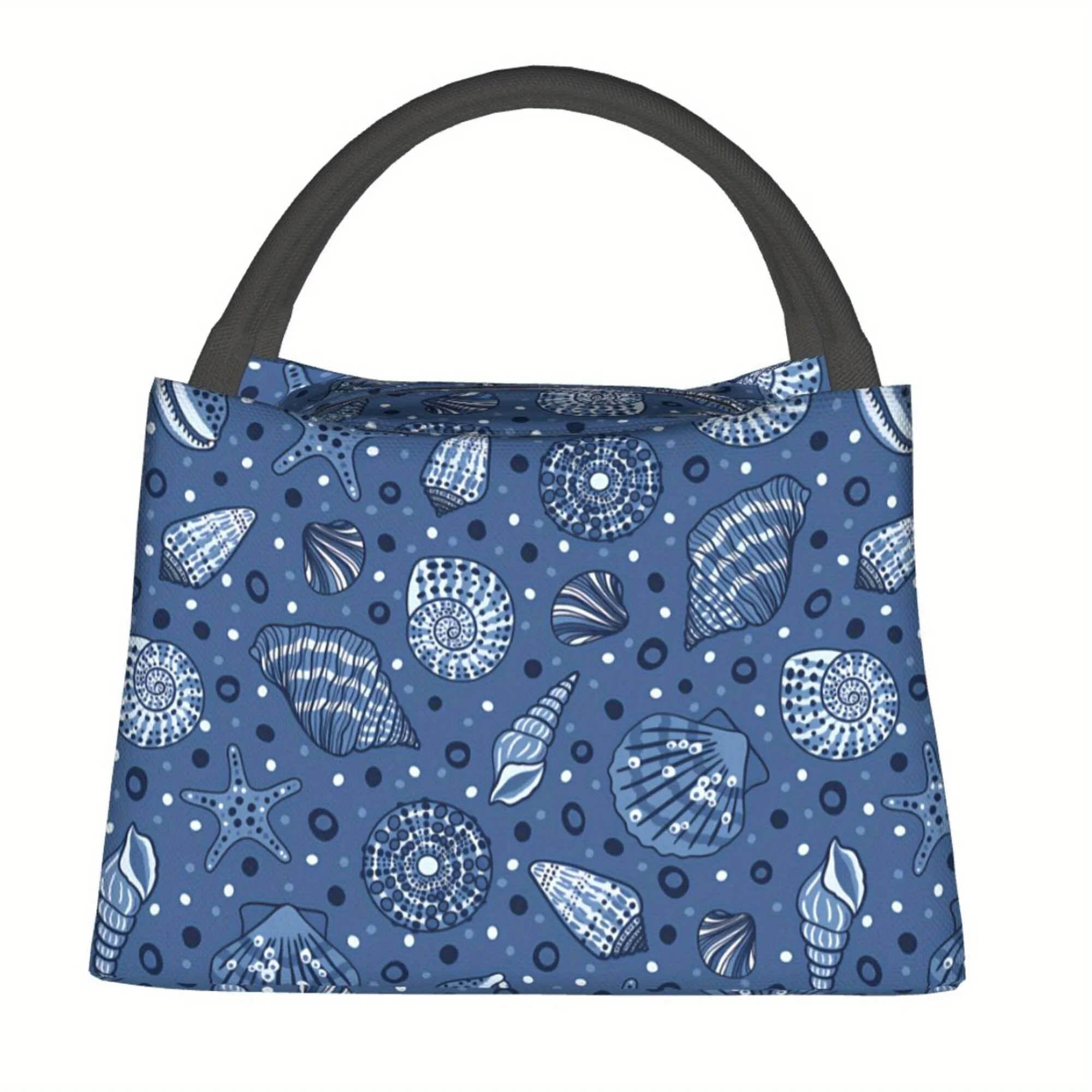 Nautical Shell Starfish Print Tote Cooler Bag Reusable Insulated for Picnic Beach Camping