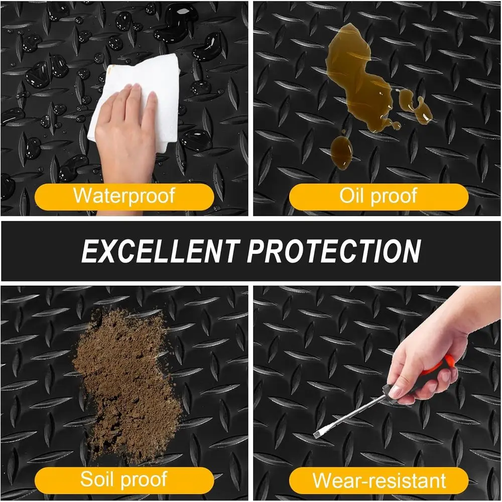 سجادة أرضية جراج 7.5 × 18 قدمًا، لفة أرضية مع 20 قطعة من الأشرطة، بساط مقطورة مطاطي PVC بطول 135 قدم مربع، سجادة أرضية غير قابلة للانزلاق