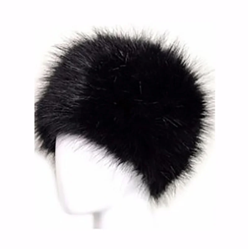 Skullies Beanie Imitation Fur Flat Top Hat Cozy Plush Headgear Furry Earflap Cap Fluffy Ski Beanie Windproof Faux Fur Winter Hat