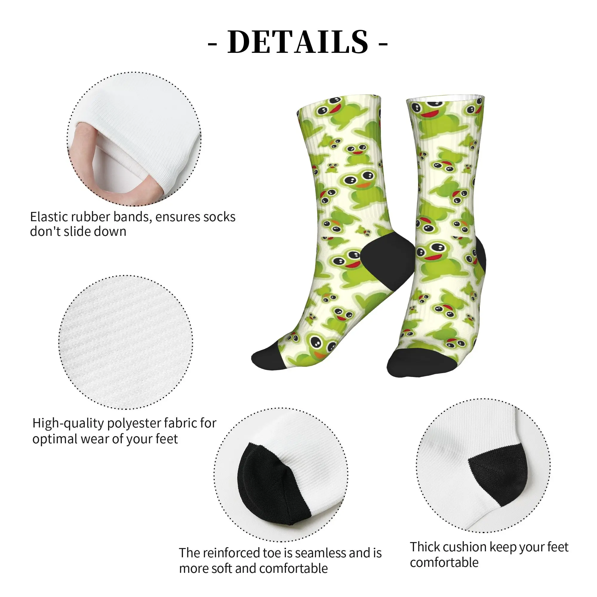 Cartoon Frog Print Stockings  Retro Socks Men Soft Breathable Socks Autumn Outdoor Pattern Anti-Slip Socks Gift