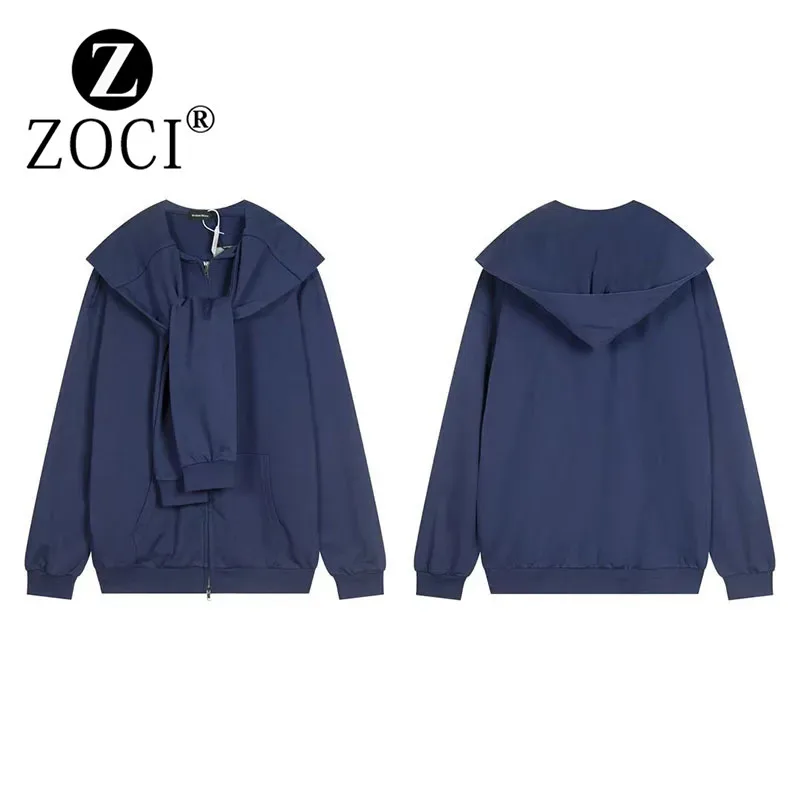 

[ZOCI] Style Trendy Large Silhouette Double Hat Four Sleeve Zipper Hooded Sweatshirt Cardigan Jacket Live Broadcast