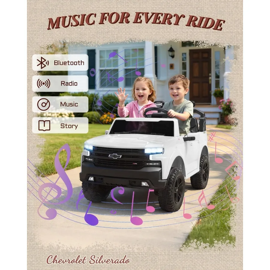 Carro de passeio de 2 lugares 24V para crianças, carro elétrico Chevrolet Silverado licenciado para crianças com controle remoto, carro infantil com azul