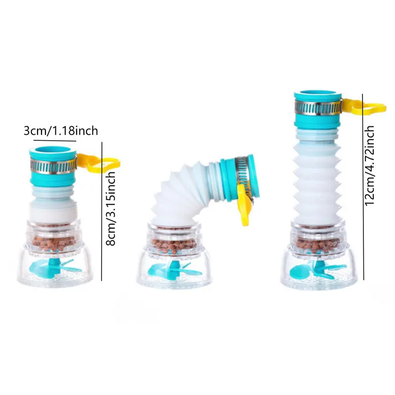 ก๊อกน้ําห้องครัว Water Saver Telescopic ห้องน้ําน้ําประปา 360 °   อ่างล้างจานหัวฉีดสเปรย์ป้องกันการสาดแบบหมุนสําหรับล้างผัก