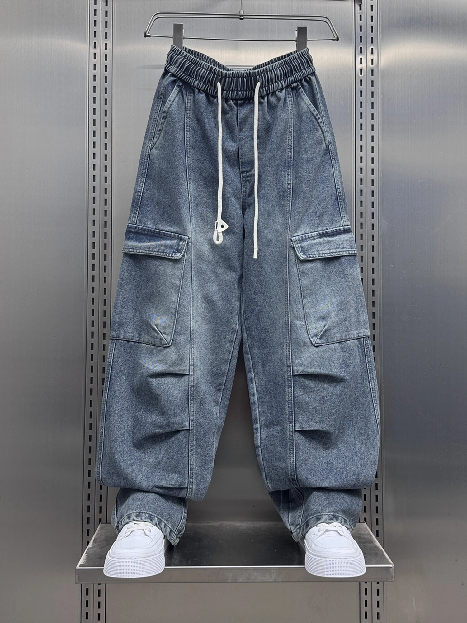 

Fashionable American Spliced Workwear Jeans Men's Wide Leg Long Trousers Autumn 2025 New Style Youthful Handsome Casual Pants