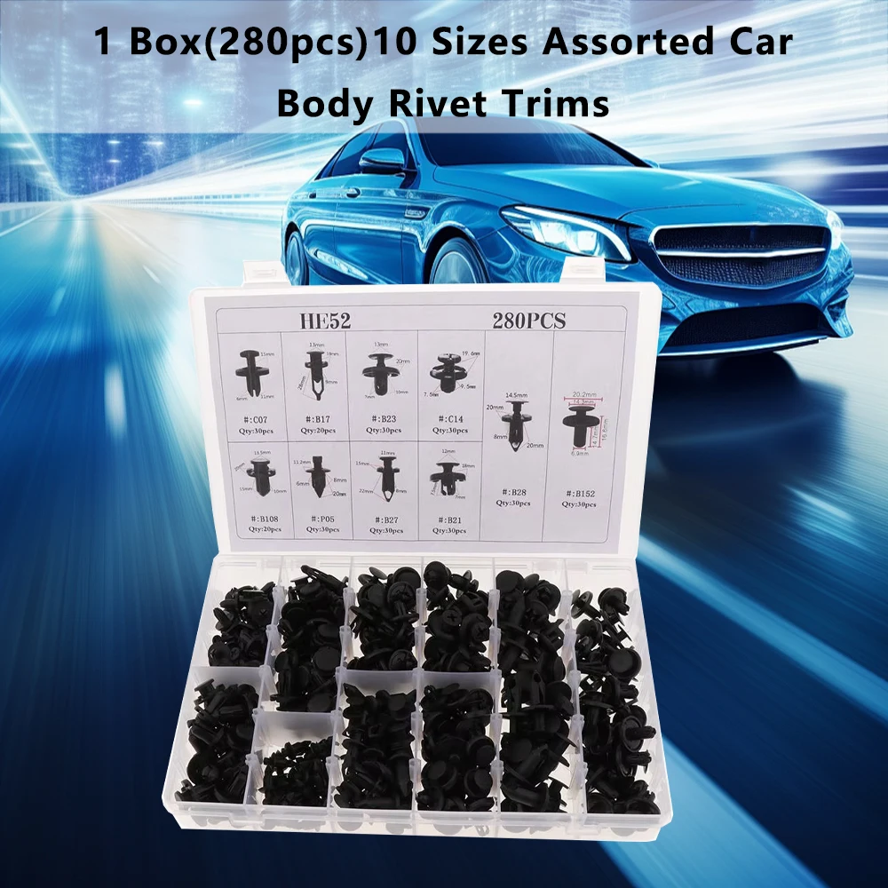 280 Pcs Car Door Panel Trim Bumper Fenders Mixed Rivet Fastener Push Pin Clips For L/exus C/T200h For T/oyota