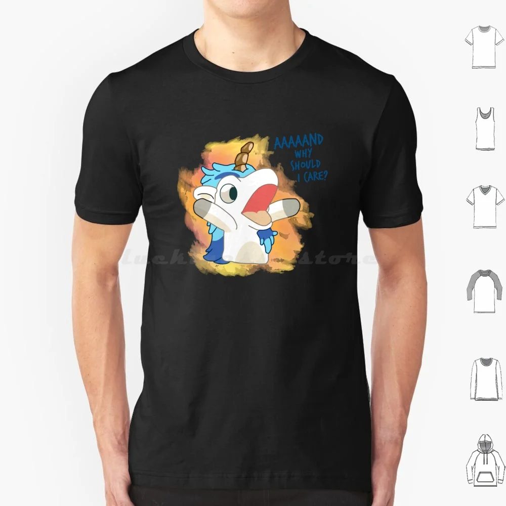 Aaaaand por que deveria eu cuidado unicórnio t camisa das mulheres dos homens crianças 6xl unicórnio pai e bingo bandido heeler unicórnio dos desenhos animados crianças azul