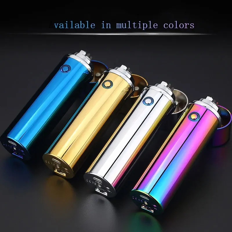 USB Rechargeable Plasma Pulse Cigarette Lighter 6 Arc Touch Screen With LED Light Cross Dual Arc Power Display Gift For Men