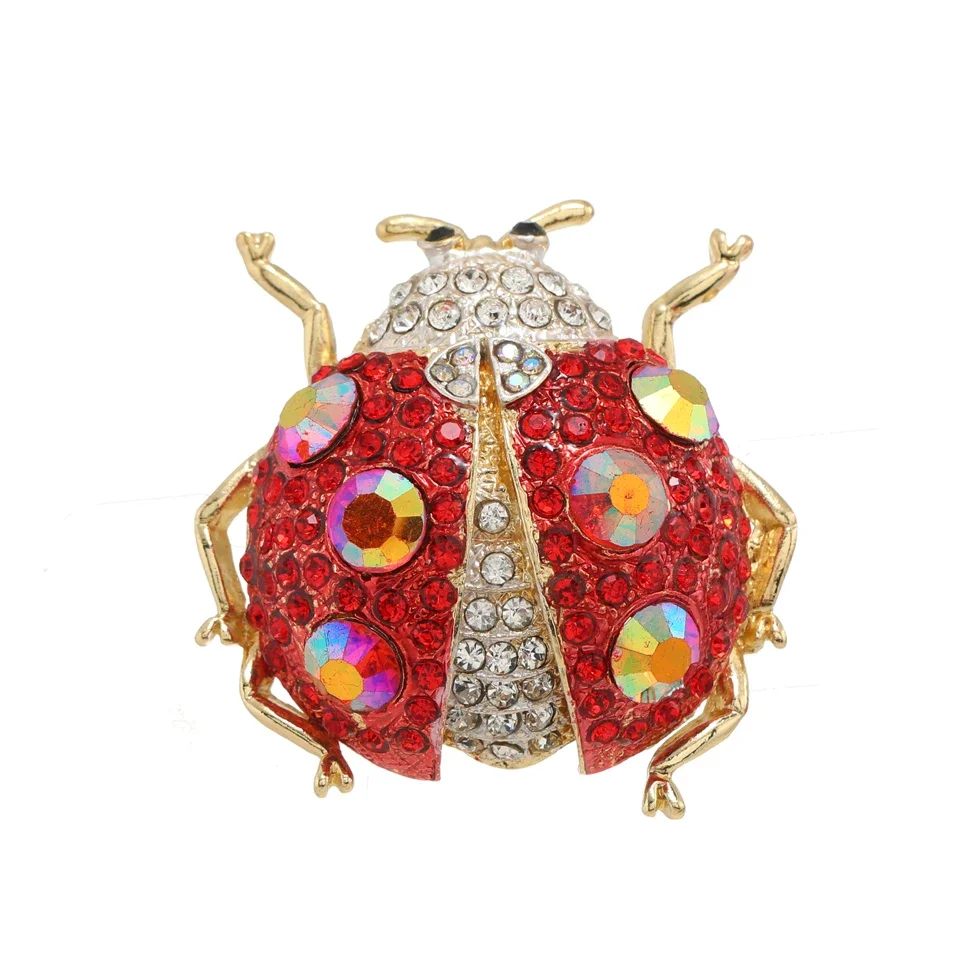 Muylinda Insect Beetles Pin Brooch Ladybird Crystal Rhinestones Brooches for Women Girls Ladybug Jewelry Banquet Gifts Jewelries