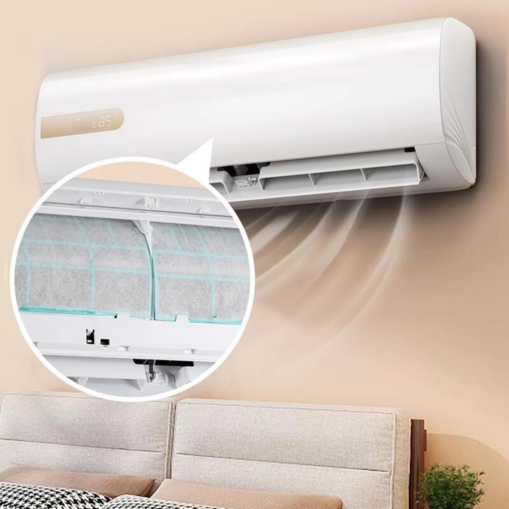 A83G-20Pcs Air Conditioning Filters Wind Outlet Cover Self-Adhesion Cuttable Air Conditioner Purifying Filter Net 40X35cm